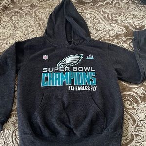EAGLES FANS! Kids Medium Gray Hooded Sweatshirt